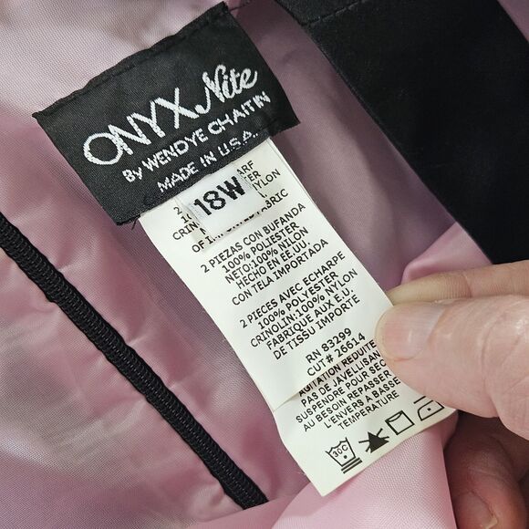 Y2K Black Onyx Night Formal Dress Cage Back Embroidered Floral Whimsygoth Sz 18W - Picture 3 of 9